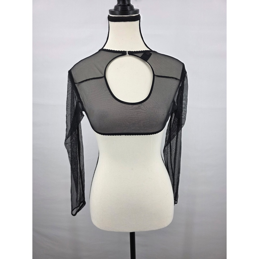 Victorias Secret Black Sheer Mesh Long Sleeve Bolero Shrug Open Back Small